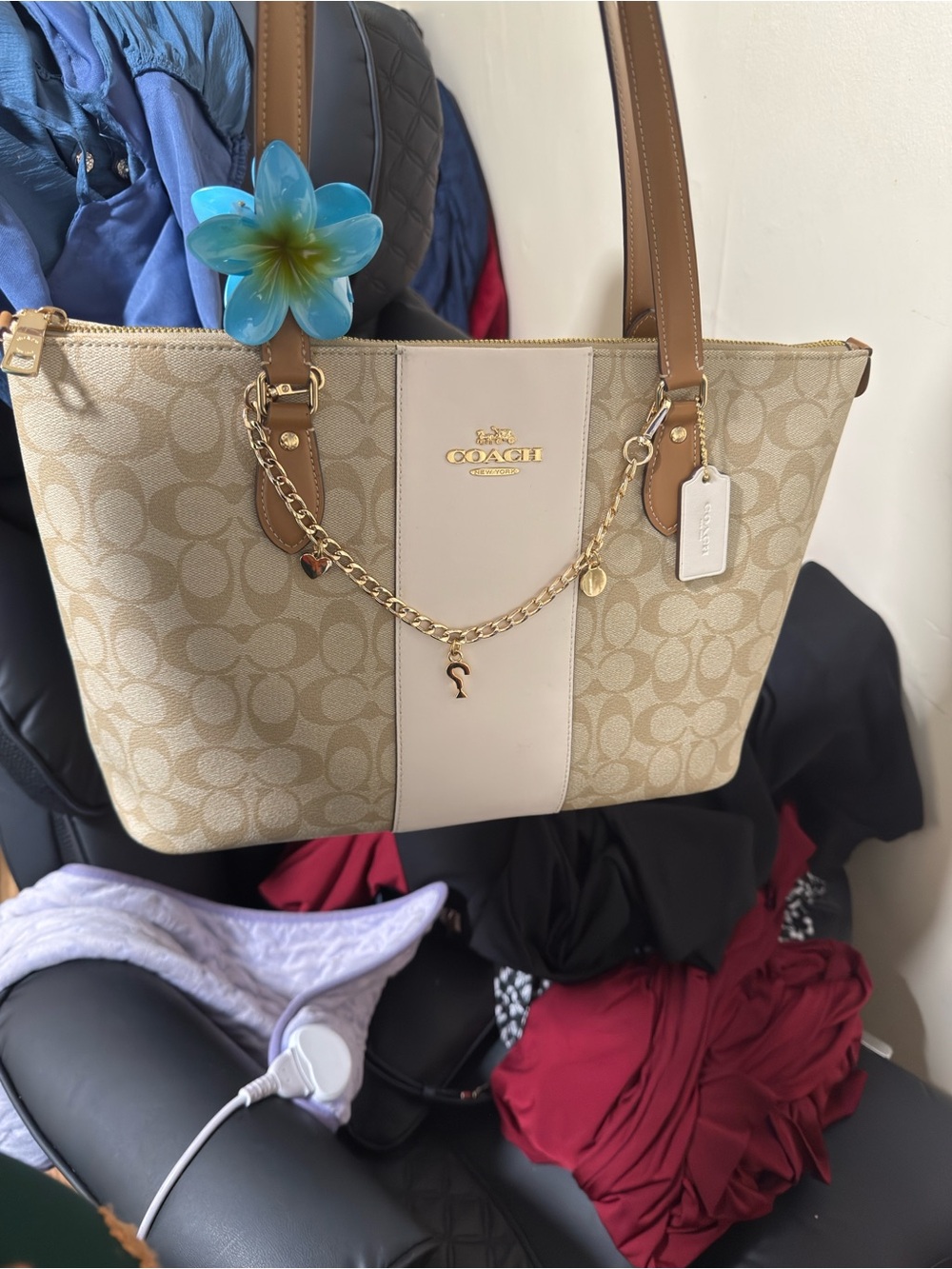 Coach Signature Canvas Tote in Beige and Cream